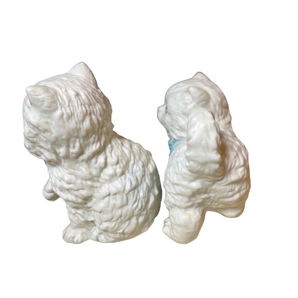 HOMCO White Persian Kittens Cats Figurines Pink Blue Bows Taiwan 1428 set of 2 - Picture 8 of 13